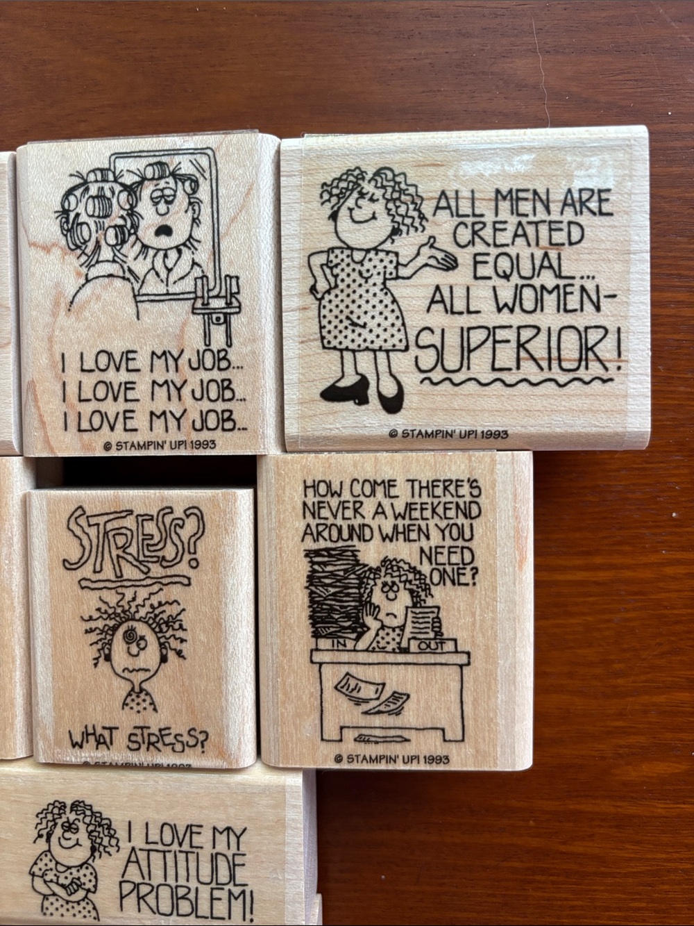 Stampin' Up! Stamp Set - “Working Woman” Wood Mounted RETIRED 1993 RARE - Picture 5 of 9